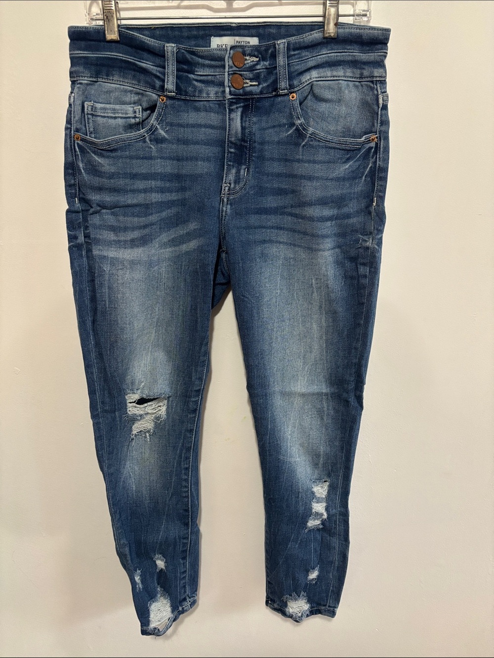 BKE Payton Universal Fit Mid Rise Ankle Skinny Jeans Size 28 Double Button Distr